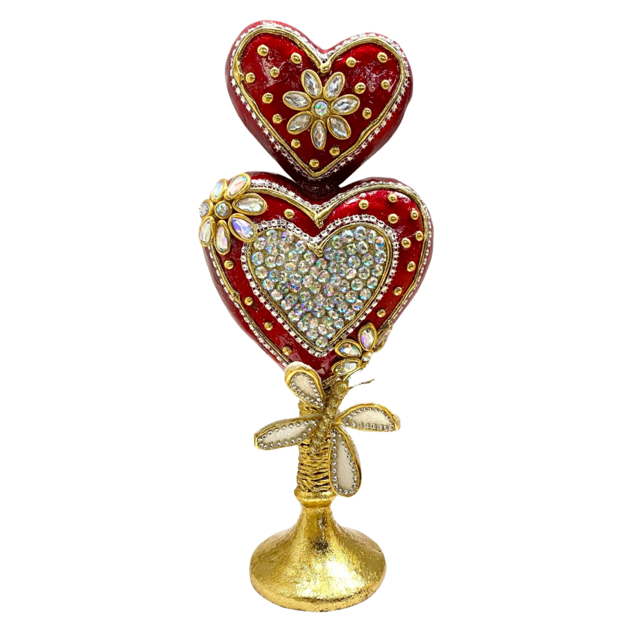 Valentine's Day Jeweled Hearts laminated Capiz Table Décor - Final sale / Non-returnable and Non-refundable
